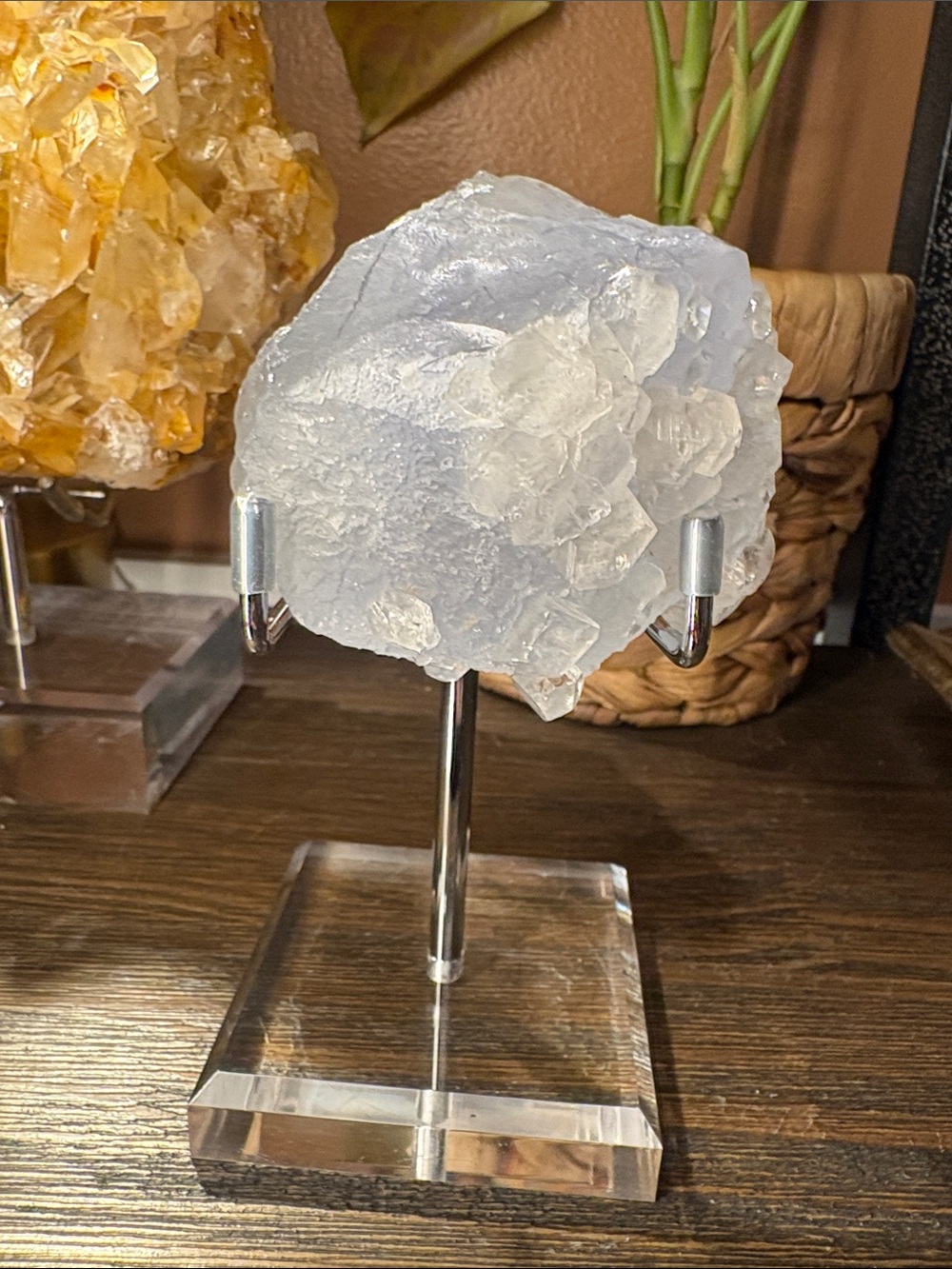 Blue Fluorite Chunk with Calcite